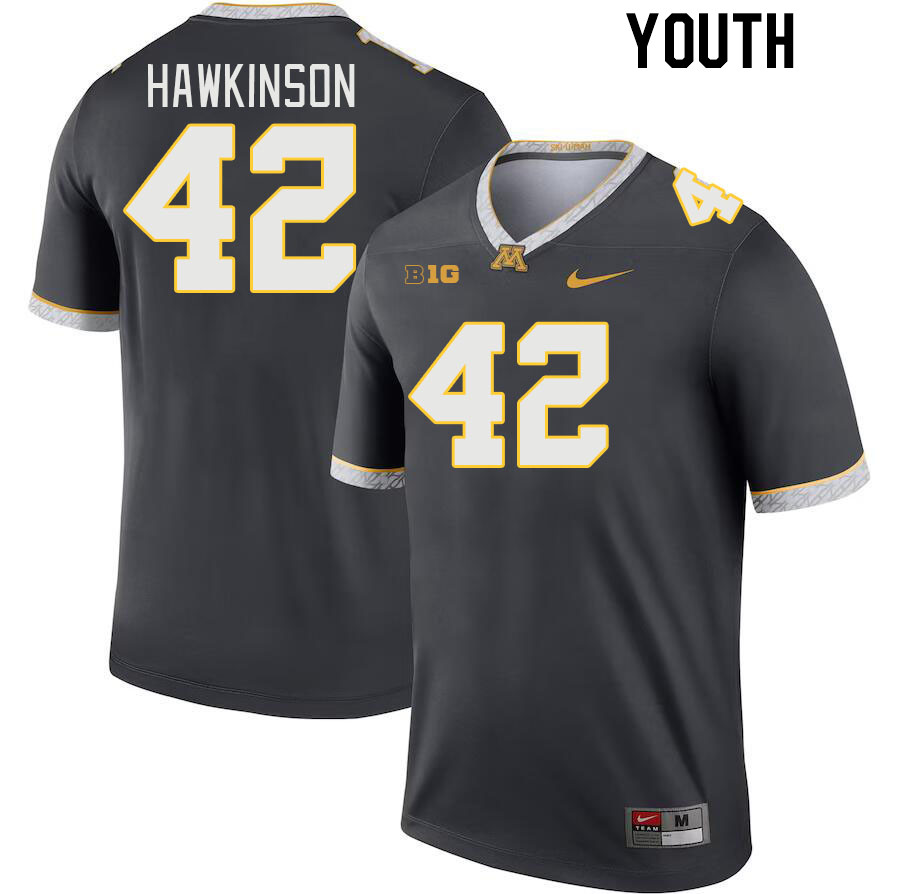 Youth #42 Jack Hawkinson Minnesota Golden Gophers College Football Jerseys Stitched-Charcoal